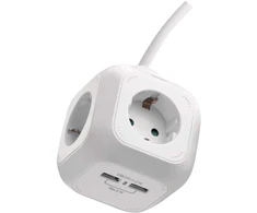 Emos Pailginimo laido adapteris, kubas, 2x USB, 4x lizdas, 1,9 m SCHUKO