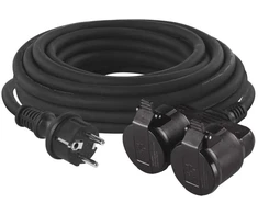Emos Pailginimo laido ilgis 20 m / 2 lizdai / juodas / guminis / 250 V / 1,5 mm²