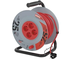 Emos PVC prailginimo laidas ant ritės su 4 lizdais. 25 m. 2,5 mm2 SCHUKO