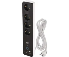 Išmanusis prailginimo laidas EMOS 2 m, 4 lizdų jungiklis USB WiFi