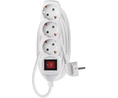 Emos Ilgiklis 3 lizdų 3.0m su įžeminimu, su jungikliu (baltas) 1.5mm²