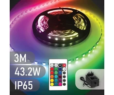 SpectorLight LED juostos rinkinys SPECTOR LIGHT, IP65, 43,2 W, RGB, valdoma pulteliu, 3 m, 60 LED/m