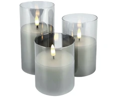 Struhm Dekoratyvinė žvakė Trio Led 3x 2w šilta, stiklinė, nuotolinio valdymo pultas, laikmatis