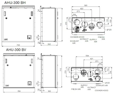 Rekuperatorius ENSY AHU-300BV, kairinis, vertikalus 275 m³/h. Komplekte valdiklis+WI-FI.