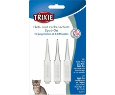 Bio pilieni pret parazītiem kaķēniem - Trixie Spot On flea and tick protection for young cats, 3 × 0.6 ml