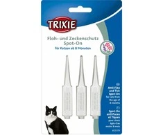 Bio pilieni pret parazītiem kaķiem : Trixie Spot:On flea and tick protection for cats , 3 × 1 ml