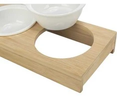 Bļoda dzīvniekiem, keramika - Trixie Bowl set, ceramic/bamboo, 2×0.25 l/ø 12cm/30×5×14 cm