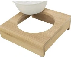 Gyvūnų dubuo, keraminis - Trixie dubuo su laikikliu, keraminis/bambukinis, 0,25 l/ø 12 cm/15 × 5 × 15 cm