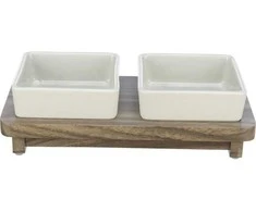 Bļoda dzīvniekiem, keramika - Trixie CityStyle bowl set, ceramic/MDF, 2 × 0.4 l/12 × 12 cm/30 × 4 × 15 cm