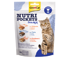 Gardumi kaķiem : GIMBORN Nutri Pockets Sea Mix with Salmon, Trout, Shrimps, 150gr