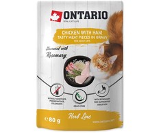 ONTARIO vištiena su kumpiu katėms 80g