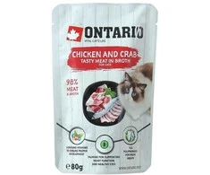 ONTARIO katės maistas su vištiena ir krabais, 80 g