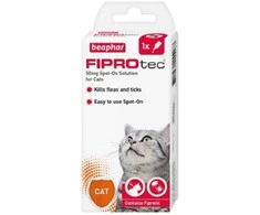 Līdzeklis pret blusām, ērcēm kaķiem : Beaphar Fiprotec cat, 1pip.; bezrecepšu vet.zāles
