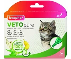 Pilieni pret blusām, ērcēm kaķēniem - Beaphar Spot on Veto pure, 3 gab.