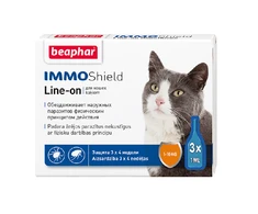 Pilieni pret blusām, ērcēm kaķiem - Beaphar IMMO SHIELD LINE-ON Cat, 3 pipetes