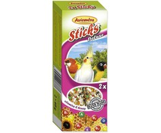 Placek Papildbarība putniem – Avicentra Sticks fruit, nutty for small parrots, 2 x55 g