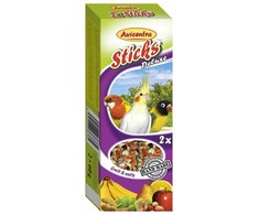 Placek Papildbarība putniem – Avicentra Sticks fruit, nutty for small parrots, 2 x 60 g