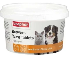 Vitaminizuotas maisto papildas: „Beaphar“ alaus mielių tabletės su česnaku, 250 g.