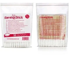 BambooStick S/M Ausų Valymo Lazdelės – Švelnūs Medvilniniai Antgaliai, 50 vnt. mažoms veislėms
