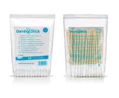 BambooStick L/XL Ausų valymo lazdelės – itin dideli medvilniniai antgaliai, švelnios ir sugeriančios, 10 vnt. pakuotė