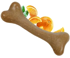 Dashi Fruity Bone Oranžinis – Mažas kramtomasis žaislas su natūraliu apelsinų skoniu, patvarus dizainas.