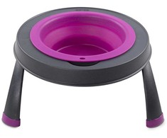 Dexas Popware Sulankstomas paaukštintas lėktuvas 946 ml – Sulankstomas paaukštintas šunų dubenėlis, fuksija, taupantis vietą dizainas