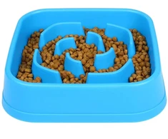 Dexas Slow Maze Feeder 946ml – Mėlyna Anti-Gulping dubuo su labirinto dizainu, skatina sveiką mitybą