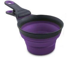 „Dexas“ sulankstomas „KlipScoop“ 3in1 vidutinio dydžio 237ml – sulankstomas maisto kaušelis su maišelio spaustuku, violetinis