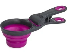 Dexas Sulstomas KlipScoop 3in1 Mažas 118ml – Sulankstomas maisto kaušelis su maišelio spaustuku, fuksijų spalvos