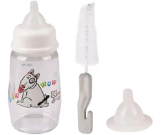 Flamingo Akela Maitinimo rinkinys 140ml – Buteliukas su dviem čiulptukais ir valymo šepetėliu, idealiai tinka mažiems gyvūnėliams