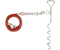 Flamingo Pririšamas Stulpelis 46cm – Metalinis į žemę įsriegiamas kuoliukas su 7.5m plieniniu lynu ir amortizatoriumi