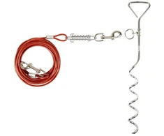 Flamingo Pririšamas Stulpelis 46cm – Metalinis į žemę įsriegiamas kuoliukas su 7.5m plieniniu lynu ir amortizatoriumi