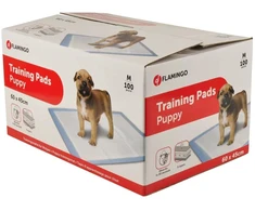 FLAMINGO Training Pads Medium 60x45cm – 5 sluoksnių sugeriantis, nepralaidus pakuotė, 100 vnt.