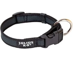 Julius K9 Color &amp; Pilkas antkaklis 2cm – tvirtas, reguliuojamas šunų antkaklis, juodas nailonas