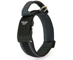 Julius K9 Color&amp;Gray antkaklis su rankena – 50 mm pločio, su saugos užraktu, juodas, patvarus dizainas