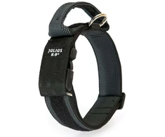 Julius K9 Color&amp;Gray antkaklis su rankena – 50 mm pločio, su saugos užraktu, juodas, patvarus dizainas