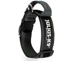 Julius K9 Color&amp;Gray Diržas su rankena – 40mm pločio, saugos užraktas, juodas, patvarus dizainas