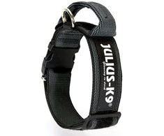 Julius K9 Color&amp;Gray Diržas su rankena – 40mm pločio, saugos užraktas, juodas, patvarus dizainas