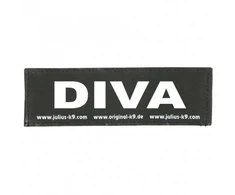 Julius-K9 Diva Lopė XXXS – Dekoratyvinė antkaklio etiketė, 2x8cm, ryškus dizainas