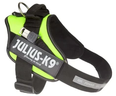 Julius K9 Guide Harness Neon – ryškiai neoninė geltonos spalvos, ergonomiško dizaino atrama