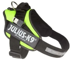 Julius K9 Guide Harness Neon – ryškiai neoninė geltonos spalvos, ergonomiško dizaino atrama