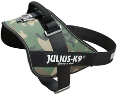 Julius-K9 IDC Powerharness Camouflage – Aukščiausios kokybės reguliuojama petnešėlė, kamufliažinė chaki spalva, patvarus dizainas