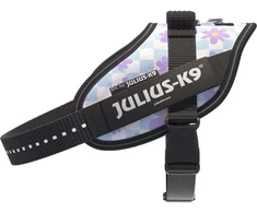 Julius-K9 IDC Powerharness Cartoon – Atspindinti gėlių rašto šunų petnešos, patogiai priglundantis dizainas