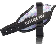 Julius-K9 IDC Powerharness Cartoon – Atspindinti gėlių rašto šunų petnešos, patogiai priglundantis dizainas
