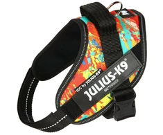 Julius-K9 IDC Powerharness Crazy – Kokybiška reguliuojama petnešėlė, ryškus rašto dizainas