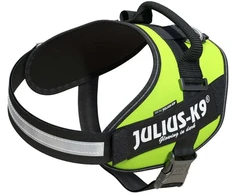 Julius-K9 IDC Powerharness Lime – aukščiausios kokybės reguliuojamas diržas, ryškios lime spalvos, 3 dydis