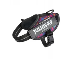 Julius-K9 IDC Powerharness Mixed Hearts – Aukštos kokybės reguliuojamas diržas, spalvingas dizainas, 2 dydis (kūdikiui)