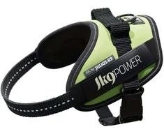 Julius-K9 IDC Powerharness Neonožaliai žalia – Aukščiausios kokybės reguliuojamas diržas, Mini-Mini dydis, Didelio matomumo dizainas