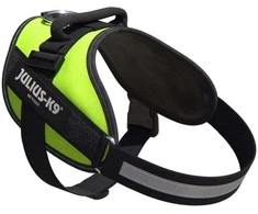 Julius-K9 IDC Powerharness Neonožaliai žalia – Aukščiausios kokybės reguliuojamas diržas, Mini-Mini dydis, Didelio matomumo dizainas