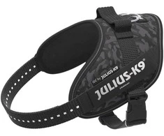 Julius-K9 IDC Powerharness Night Camo – Atspindintis juodo kamufliažo diržas, Mini dydis